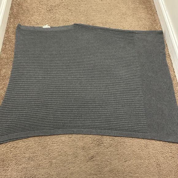 Eileen Fisher Ribbed Asymmetrical Poncho One Size Gray - Picture 1 of 4